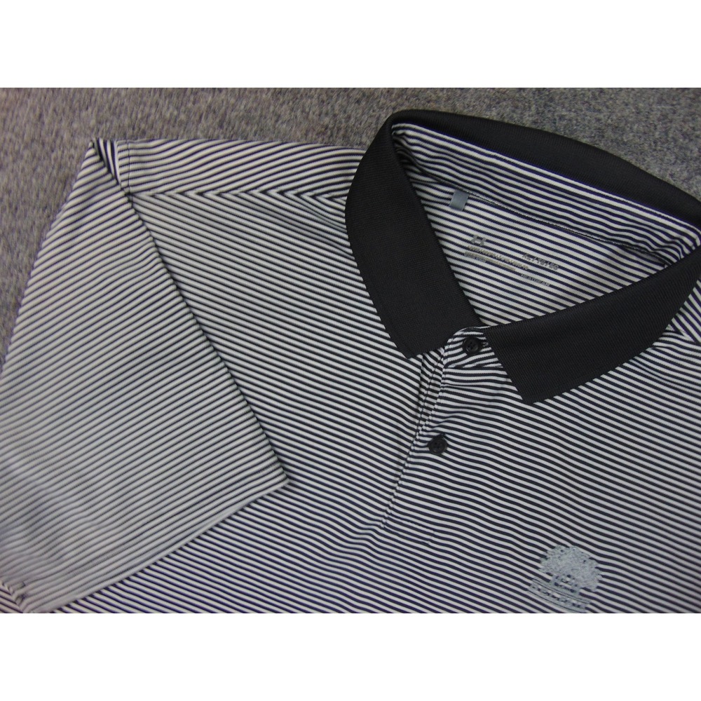 Belfair Golf Shirt Men Large Black White Stripe Under Armour Heatgear Loose Polo